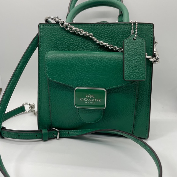 Coach Mini Pepper Crossbody in Green Leather with Silver Hardware - Picture 7 of 14